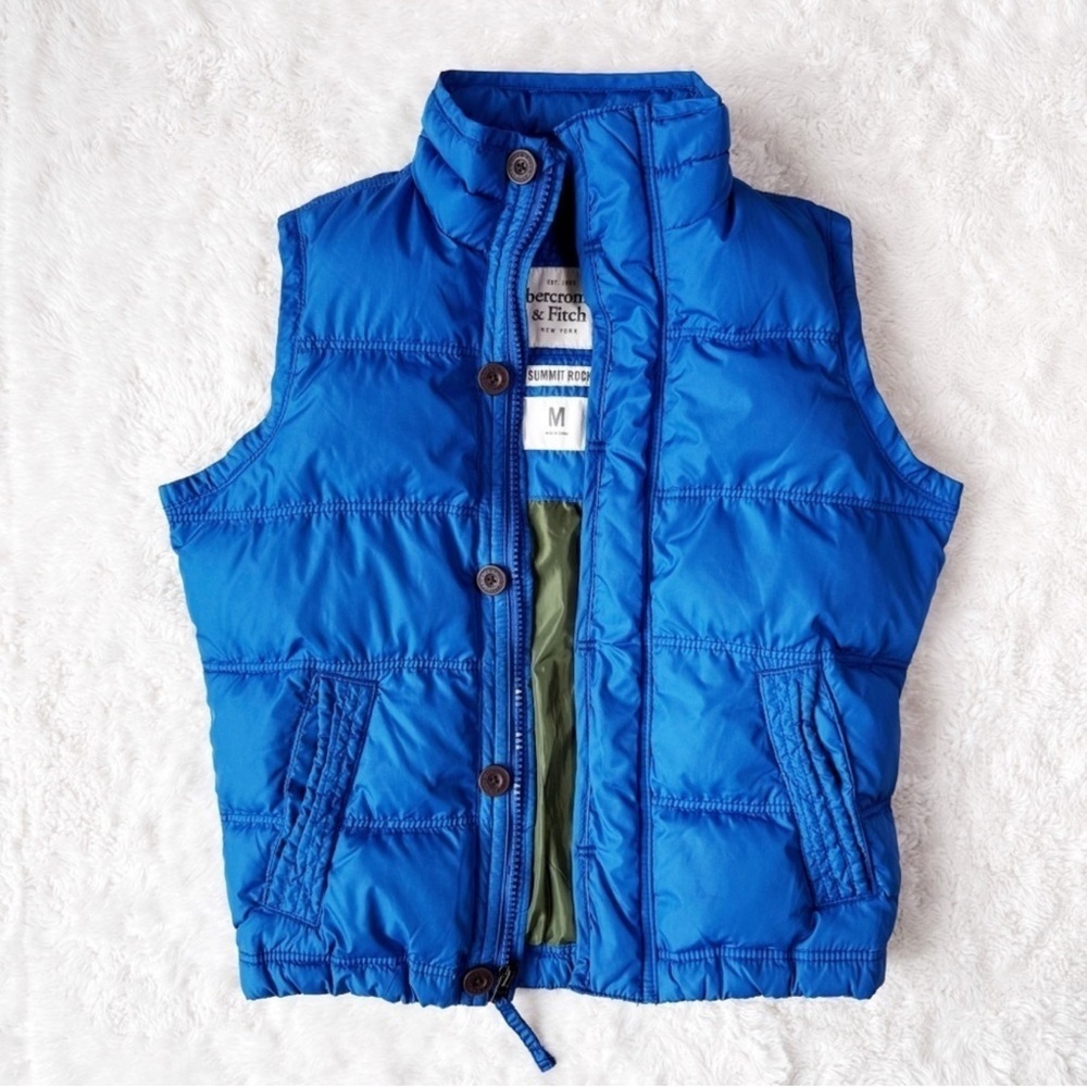 VTG 90s Y2K Abercrombie & Fitch Men Blue Puffer Vest MEDIUM Classic Blokecore